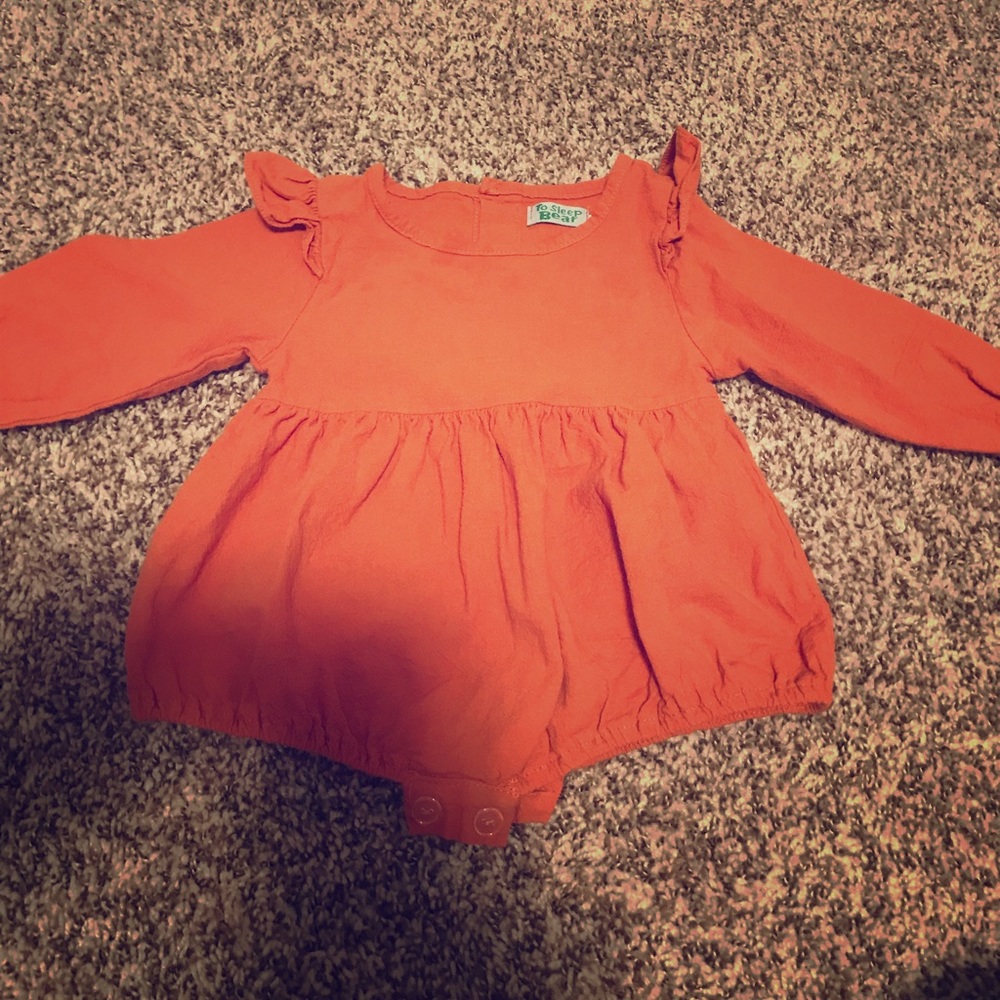 6-12 months orange boutique long sleeve romper.